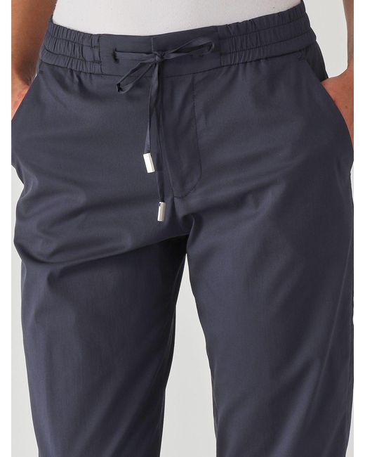 PT Torino Blue Stretch Cotton Blend Cropped Trousers