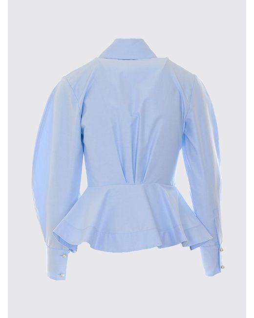 Elisabetta Franchi Blue Slim Fit Cotton Shirt With Patch Pockets