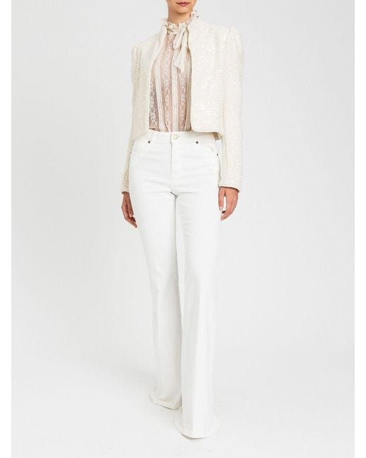 Twinset Natural Bouclé Jacket With Sequins
