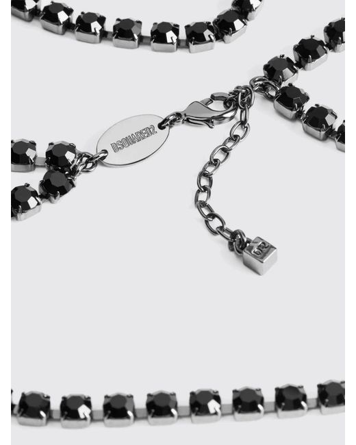 DSquared² White Brass Necklace With Crystals for men