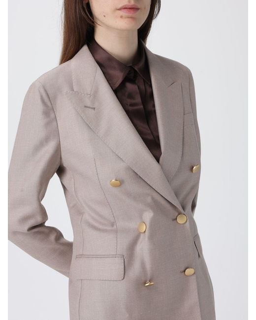 Tagliatore Natural Double-Breasted Virgin Wool And Silk Blazer