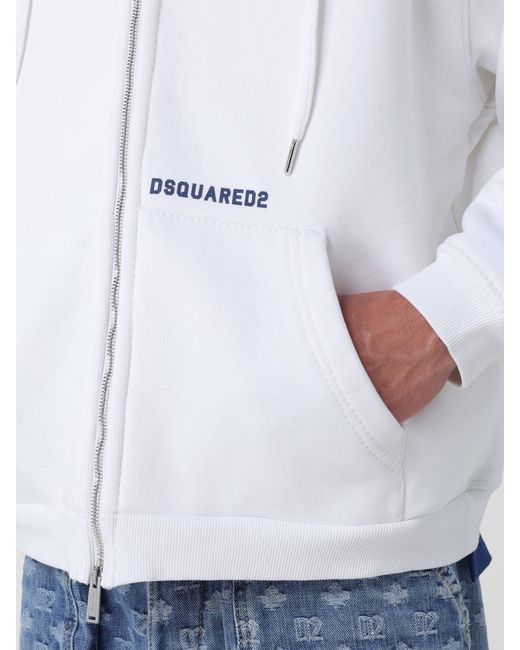 DSquared² White Cotton Hoodie With Logo for men