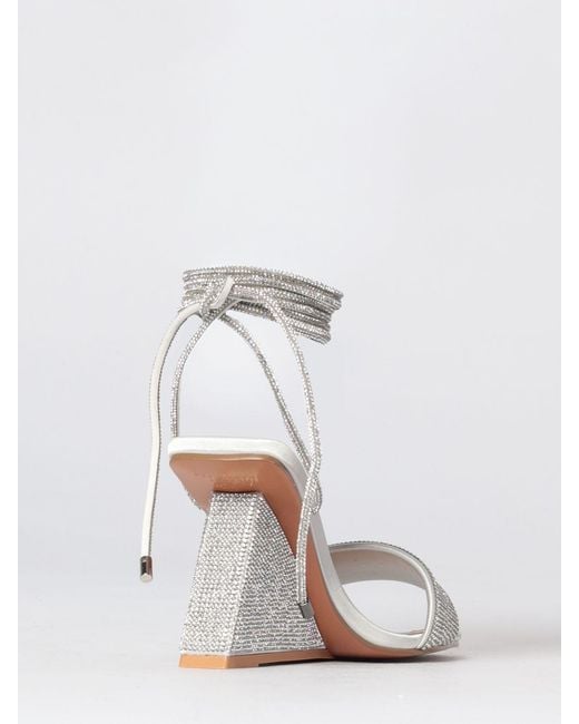 Twentyfourhaitch White Lezira Rhinestone Fabric Wedge Sandal
