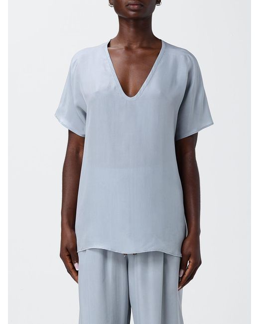 Alysi Gray Classic Silk Blouse