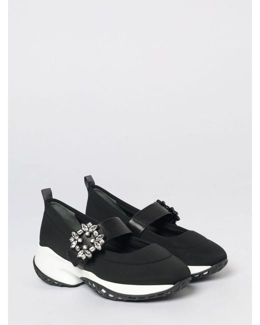 Roger Vivier White Viv' Run Neoprene Sneakers With Jewel Buckle