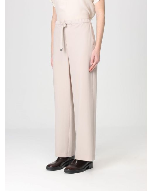 Max Mara Natural Virgin Wool Trousers With Drawstring
