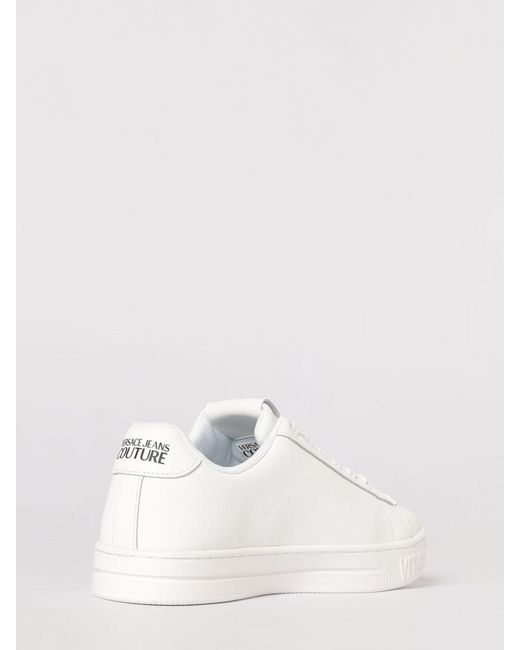 Versace Jeans Couture White Leather Sneakers With Baroque Print