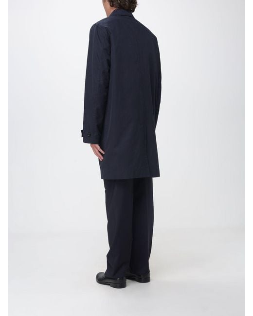 Paul Smith Blue Single-Breasted Cotton And Nylon Blend Trench Coat With Concealed Closure for men