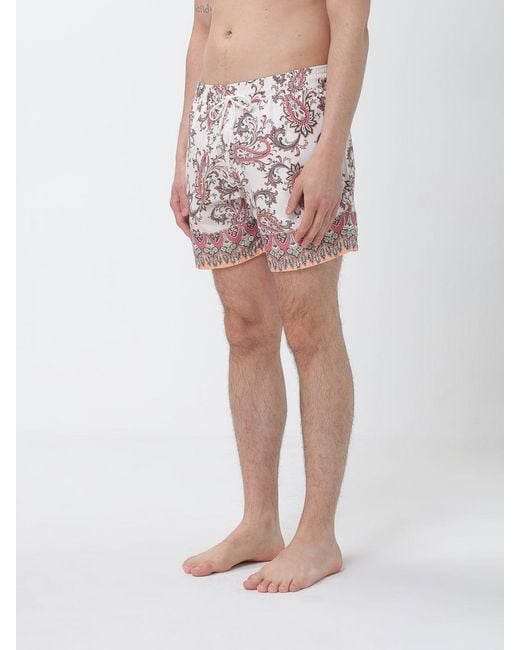 Etro Pink Polyester Swimsuit With Paisley Print for men