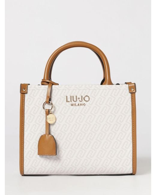Liu Jo White Monogram Print Handbag With Double Handle And Adjustable Shoulder Strap