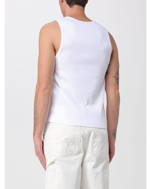 Maison Kitsuné White Maison KitsunÉ Organic Cotton Tank Top With Logo for men
