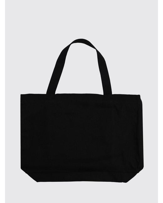Maison Kitsuné Black Maison KitsunÉ Large Cotton Canvas Tote Bag With Contrast Logo