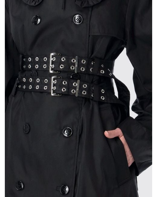 Ganni Black Double Breasted Trench Coat With Double Belt