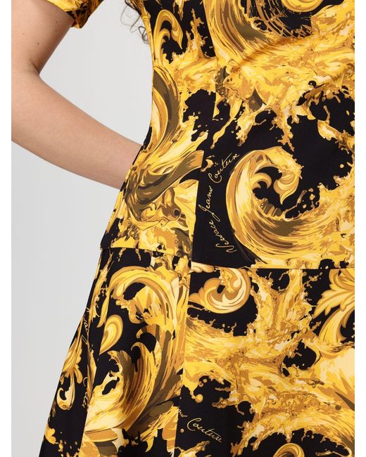 Versace Jeans Couture Yellow Dress With 'Barocco' Pattern