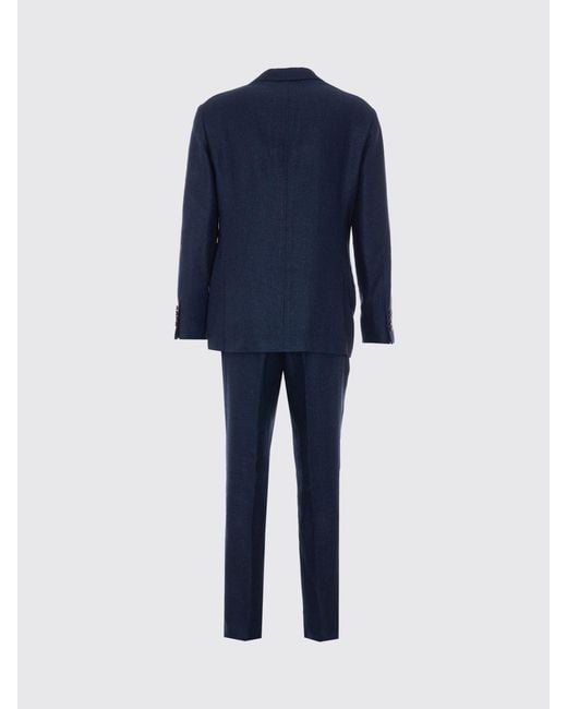 Brunello Cucinelli Blue Linen And Silk Blend Single-Breasted Dress for men