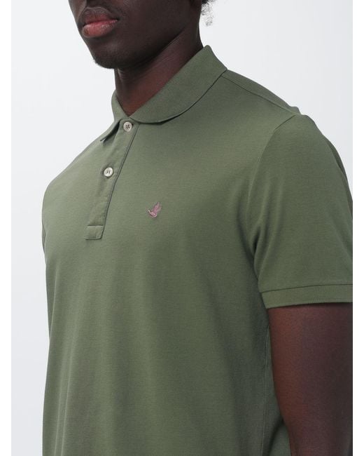 Brooksfield Green Basic Cotton Polo Shirt With Logo for men