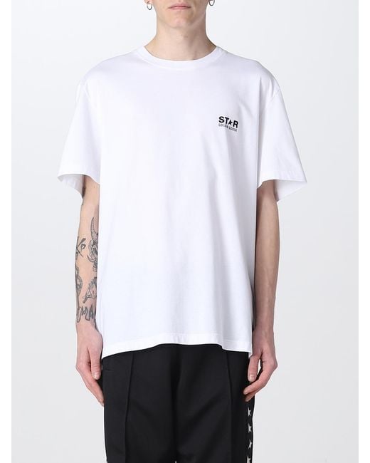 Golden Goose Deluxe Brand White Cotton T-shirt With Logo for men