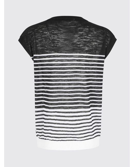 Roberto Collina Blue Striped Linen Crew-Neck Top