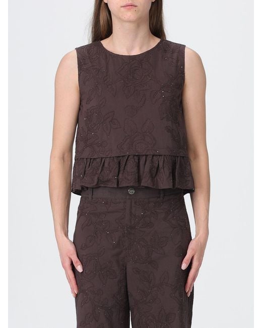 Liu Jo Purple Cotton Top With Sequins