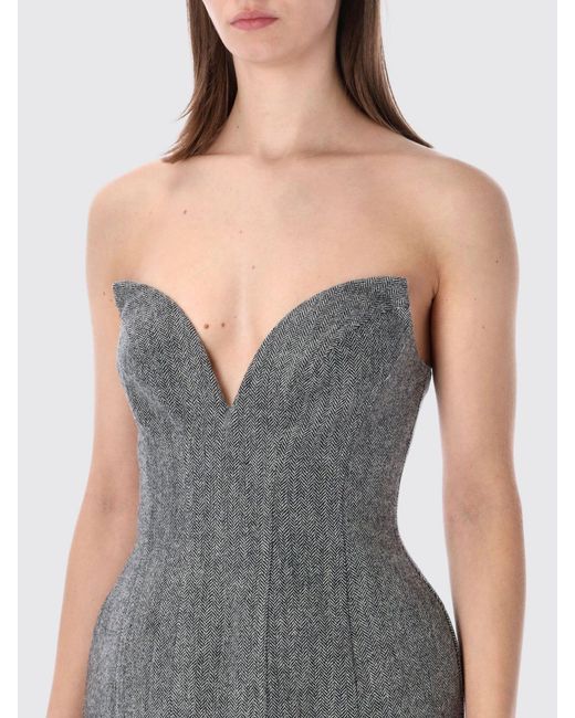 Self-Portrait Gray Wool Blend Dress