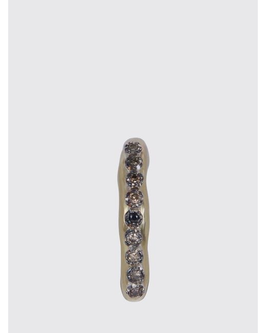 Rosa Maria Metallic Ring With Set Diamonds