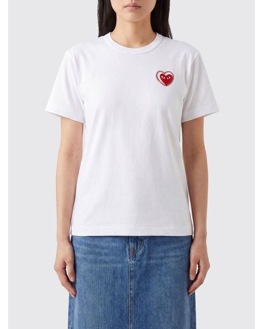 COMME DES GARÇONS PLAY White Comme Des Gar&Ccedil	Ons Play Slim Fit Cotton T-Shirt With Contrasting Logo