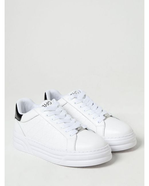 Sneakers in pelle con logo embossed di Liu Jo in White