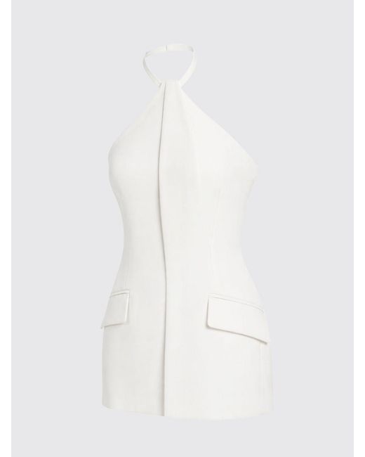 Sportmax White Crêpe Pleated Dress