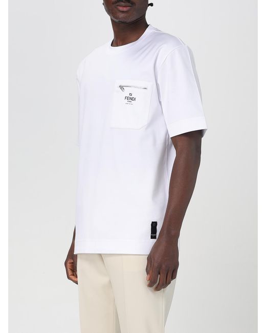 Fendi Casual Baumwoll T-Shirt Für Männer in White für Herren