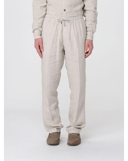 Boglioli Natural Linen Drawstring Trousers for men
