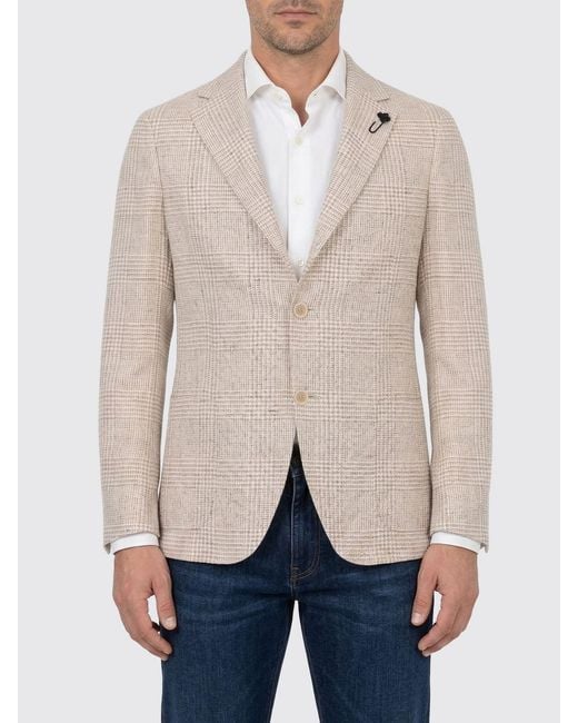 Lardini Natural Single-Breasted Linen Blend Blazer for men