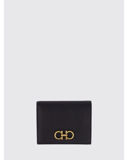 Ferragamo White Gancini Grained Leather Wallet