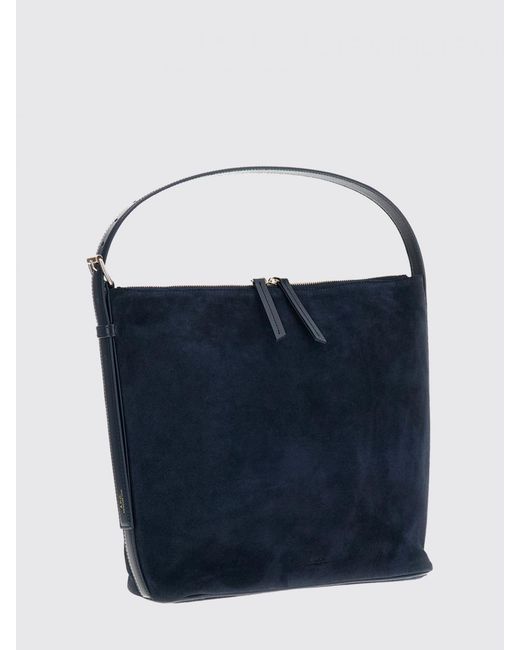 A.P.C. Blue Vera Suede Shoulder Bag With Adjustable Handle
