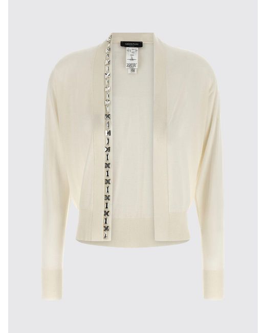Fabiana Filippi Natural Cashmere And Silk Cardigan With Rhinestones