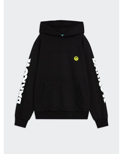 Barrow Black Cotton Hoodie With Logo for men