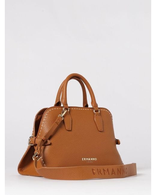 ERMANNO FIRENZE Brown Grained Leather Bag