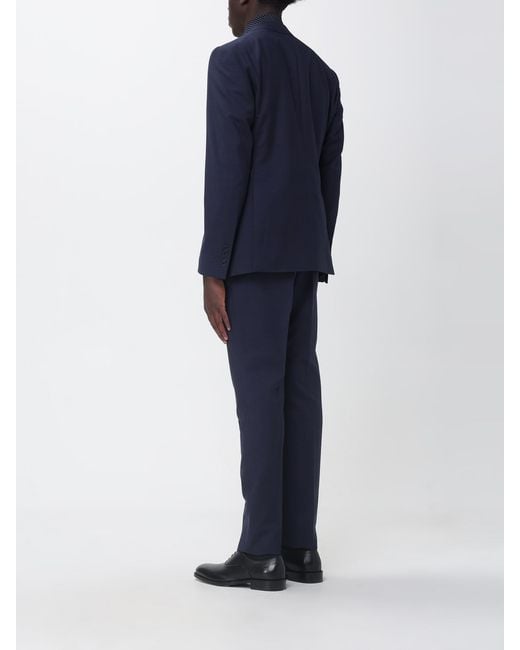 Emporio Armani Blue Single-Breasted Suit With Classic Lapels And Patch Pockets for men