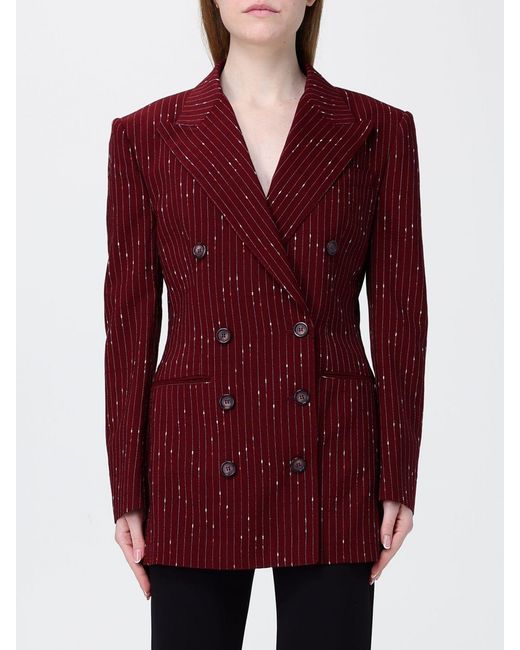 Dolce & Gabbana Red Dolce &Amp Gabbana Pinstriped Single Breasted Blazer