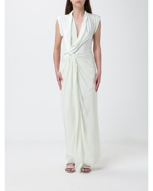 Victoria Beckham White Asymmetric Silk Dress