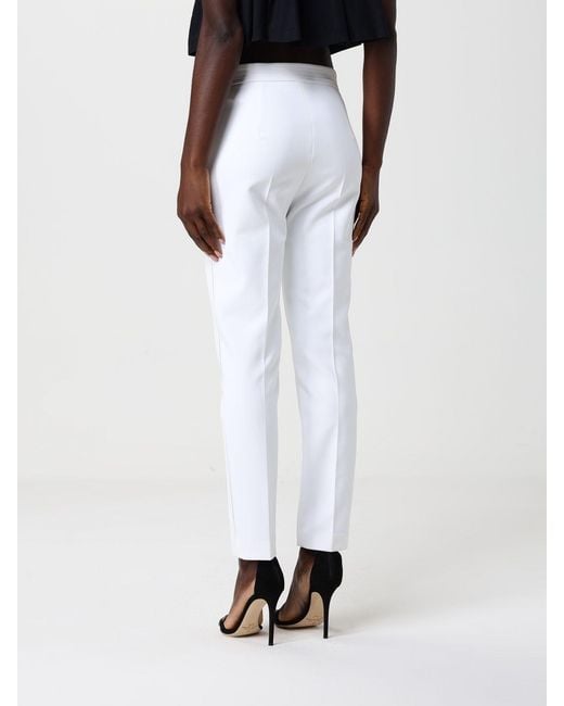 Elisabetta Franchi White Crepe Cropped Trousers