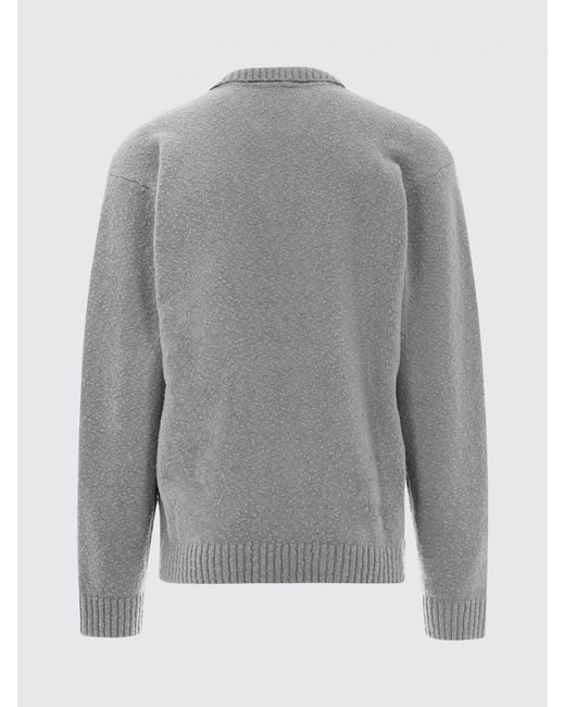 Represent Gray Cotton Knit Polo Shirt With Logo for men