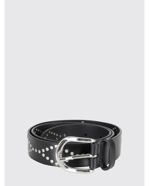 Isabel Marant Black Liliana Leather Belt With Diamond Studs