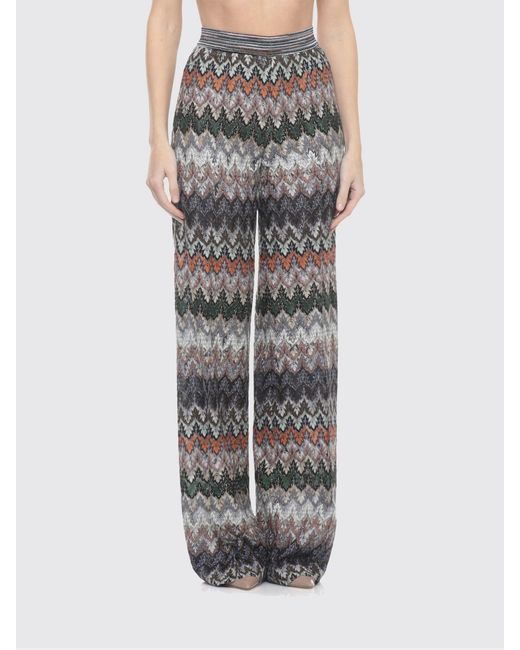 Missoni Gray Jersey Palazzo Trousers With Zig-Zag Motif