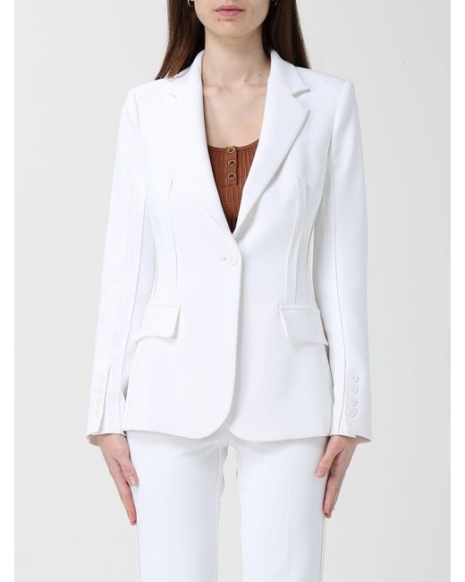 Elisabetta Franchi White Slim Single-Breasted Blazer