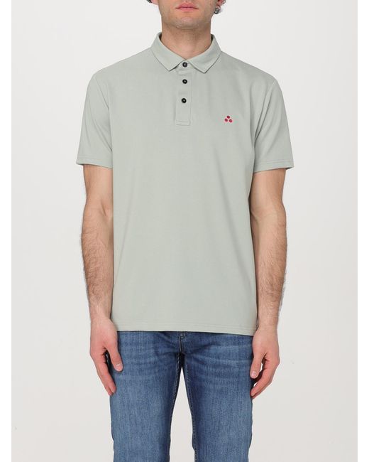 Peuterey Gray Cotton Blend Polo Shirt With Logo for men