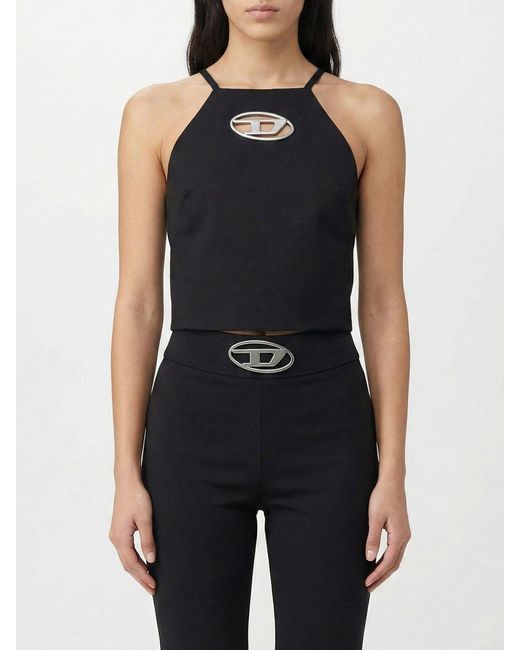 DIESEL Black T-Wilit Wool Blend Top With Logo