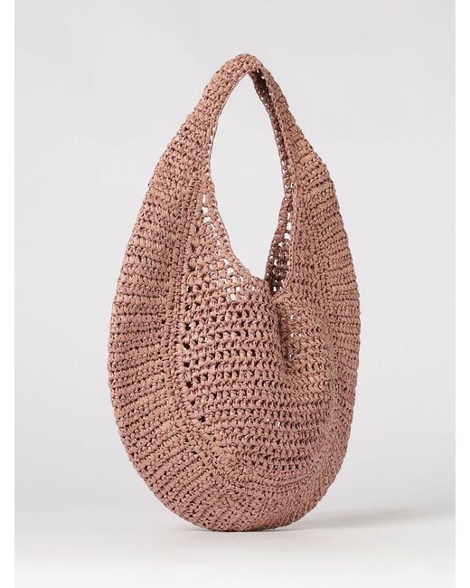 Gianni Chiarini Pink Nefeli Crochet Raffia Bag