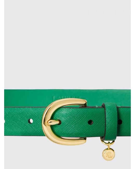 Ralph Lauren Green Saffiano Leather Belt