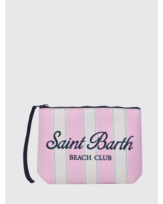 Mc2 Saint Barth Pink Aline Striped Polyester Pouch for men