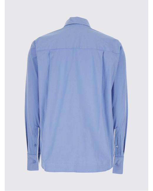Semicouture Blue Slim Fit Stretch-Cotton Shirt With Pointed Collar